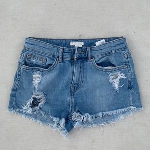 distressed jean shorts